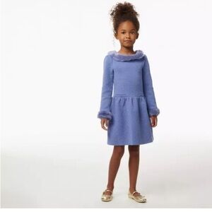 Janie&Jack QUILTED FAUX FUR TRIM JACQUARD DRESS size 7.